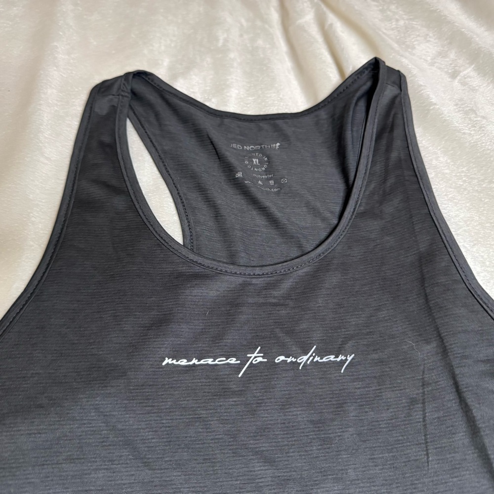 Jed north athletic tank top XL quick dry semi ribbed texture gray/black - Picture 2 of 6
